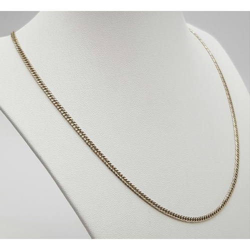 252 - Beautiful Slim SILVER CURB CHAIN NECKLACE. Longer length at 60 cm. Full UK hallmark.