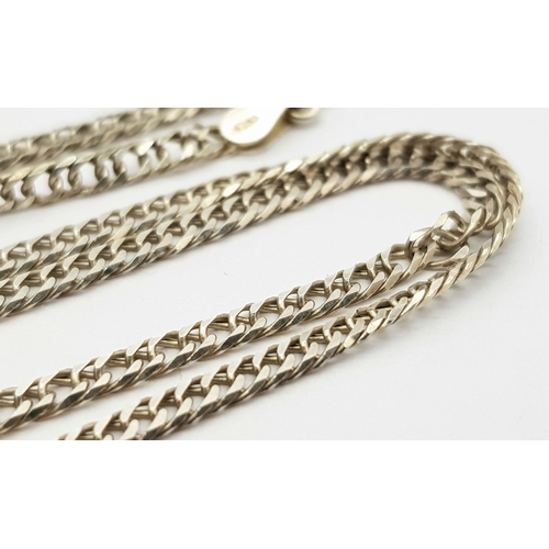 252 - Beautiful Slim SILVER CURB CHAIN NECKLACE. Longer length at 60 cm. Full UK hallmark.