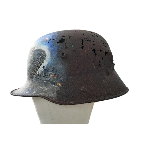 258 - WW1 Imperial German Battle Damaged M16 Stahlhelm Helmet that was found Cambrai, France, where the fi... 