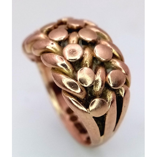 28 - Vintage 9 CARAT ROSE GOLD KEEPER RING. Full UK hallmark.  Approx 6 grams. Size H - H 1/2.