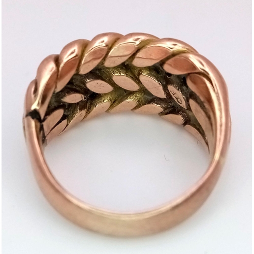 28 - Vintage 9 CARAT ROSE GOLD KEEPER RING. Full UK hallmark.  Approx 6 grams. Size H - H 1/2.