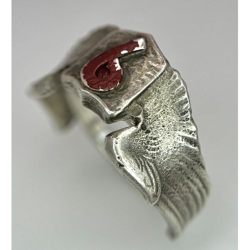 290 - WW2 US Theatre Made (South Pacific) Silver 9th Airforce Pilots Ring. UK Size “W” US Size 11.5.