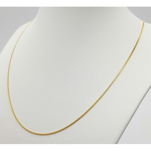 308 - Fully hallmarked nice quality 9 carat fine GOLD CHAIN NECKLACE. 1.7 grams. 45 cm.