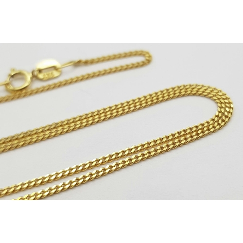 308 - Fully hallmarked nice quality 9 carat fine GOLD CHAIN NECKLACE. 1.7 grams. 45 cm.