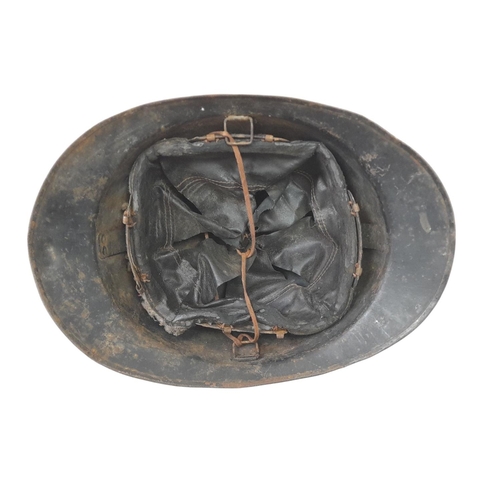 321 - WW2 French Milice Helmet with liner and badge, A French political paramilitary organisation who foug... 