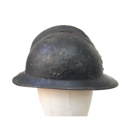 321 - WW2 French Milice Helmet with liner and badge, A French political paramilitary organisation who foug... 