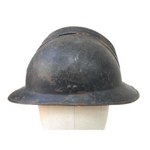 321 - WW2 French Milice Helmet with liner and badge, A French political paramilitary organisation who foug... 