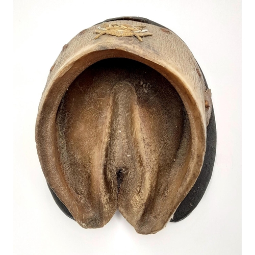 331 - British Victorian Cavalry Horse Hoof with a rare 1896 pattern 21st Lancers Badge.