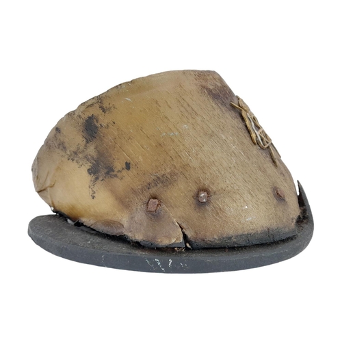 331 - British Victorian Cavalry Horse Hoof with a rare 1896 pattern 21st Lancers Badge.