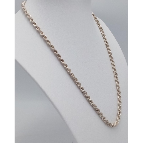 343 - Nice quality Classic SILVER ROPE NECKLACE. 45 cm.