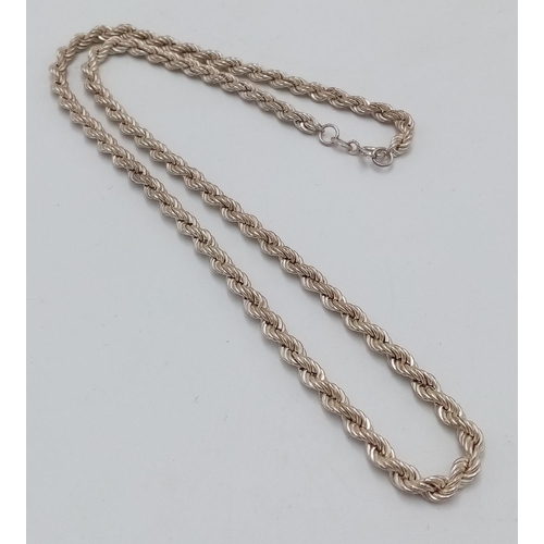 343 - Nice quality Classic SILVER ROPE NECKLACE. 45 cm.