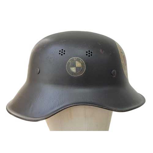 380 - WW2 German BMW Aircraft Factory, First Aiders Air Raid Wardens Helmet.