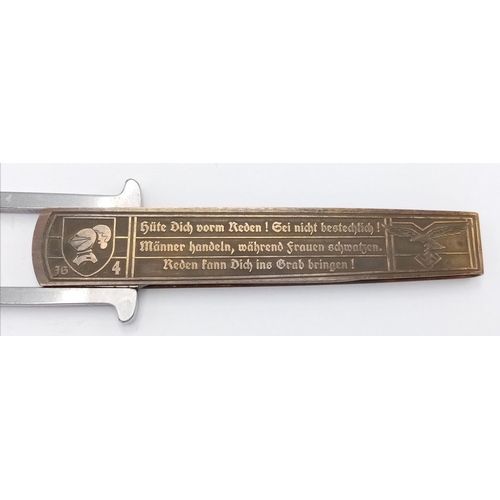 384 - Luftwaffe Squadron Leaving Gift Folding knife “In Memory of my Service” “Be careful not to talk, don... 