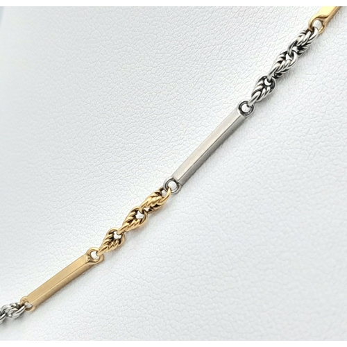 4 - An Antique 18K Yellow Gold and Platinum Watch Chain. 37cm. 15.3g total weight.