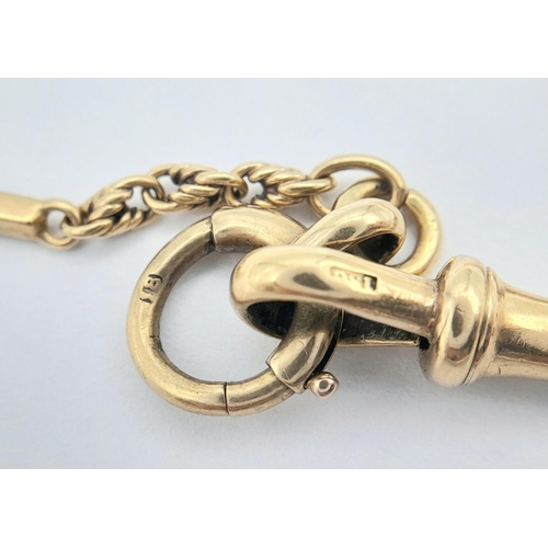 4 - An Antique 18K Yellow Gold and Platinum Watch Chain. 37cm. 15.3g total weight.