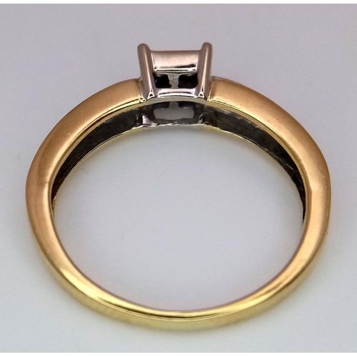 411 - A 18K YELLOW GOLD DIAMOND RING. 0.25CT. 3.2G IN WEIGHT. SIZE J 1/2. Ref: SC 5036.