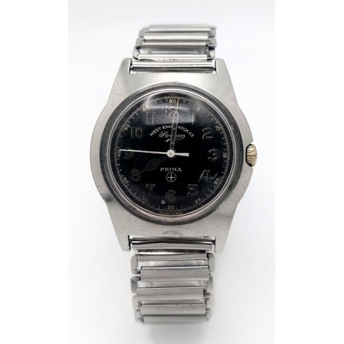 416 - A Men’s Rare Swiss Stainless Steel Vintage Automatic Military Watch by West End Watch Company. Prima... 