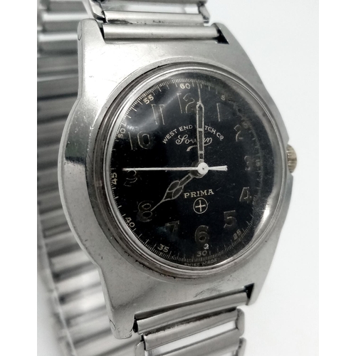 416 - A Men’s Rare Swiss Stainless Steel Vintage Automatic Military Watch by West End Watch Company. Prima... 