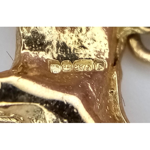 420 - Beautiful  9 carat,GOLD ‘DEER’ CHARM/PENDANT. Fully hallmarked . 2.6 grams.