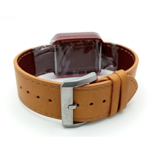 449 - A Verticale Mechanical Top Winder Gents Watch. Brown leather strap. Ceramic red skeleton case - 22mm... 