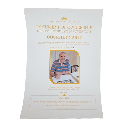 450 - A Limited Edition John Cleese Signed Lithograph - Gourmet Night! Road rage from Basil Fawlty. 645 0f... 