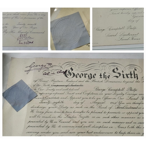 467 - Two King George VI (Signed) Military Discharge and Appointment (territorial army) Certificates. Both... 