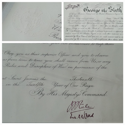 467 - Two King George VI (Signed) Military Discharge and Appointment (territorial army) Certificates. Both... 