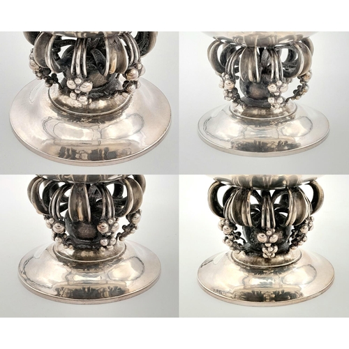 51 - A Vintage Georg Jensen Sterling Silver Bowl. A Beautiful mid-size bowl in chalice form with ornate d... 