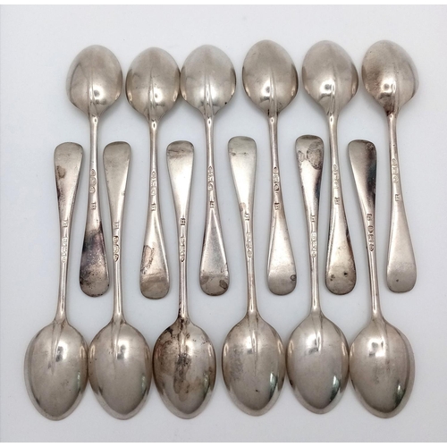 541 - Twelve Antique Victorian Sterling Silver Teaspoons. London 1893 hallmarks. 152g