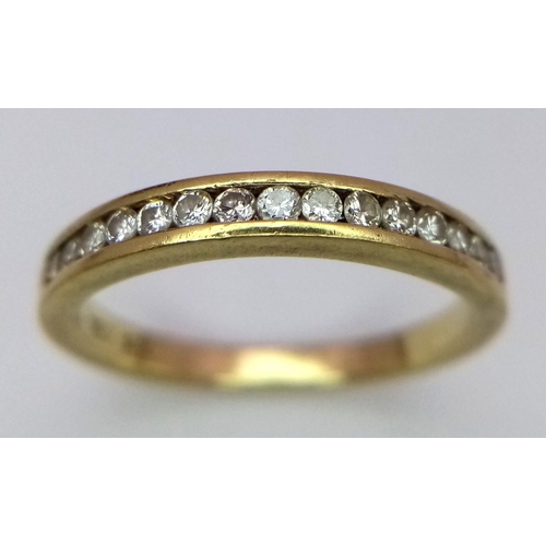 70 - Sparkling 18 carat GOLD and DIAMOND RING. Having a full sweep of 15 DIAMONDS set to top. 2.9 grams. ... 