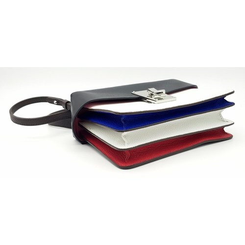 757 - A Sassy Volon Multi-Coloured Leather Hand/Shoulder Bag. Red, white, blue and brown leather exterior.... 