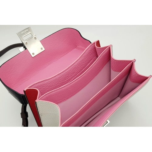 757 - A Sassy Volon Multi-Coloured Leather Hand/Shoulder Bag. Red, white, blue and brown leather exterior.... 