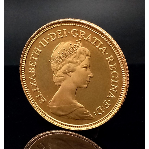 2 - A 1980 Proof 22K Gold Queen Elizabeth II Half Sovereign. Comes in original case.