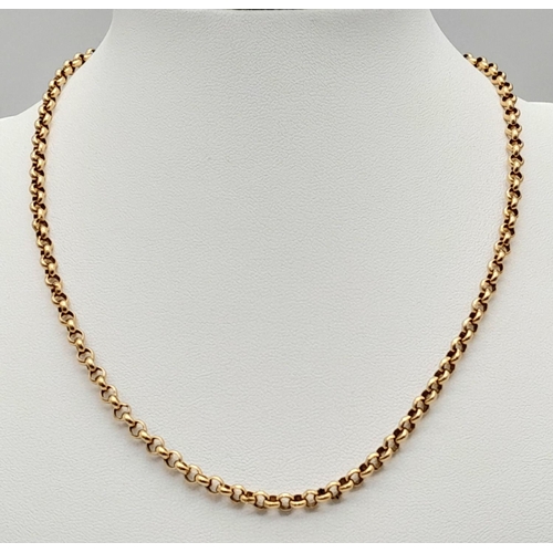 38 - A 9K Yellow Gold Classic Belcher Chain. 40cm. 14g.