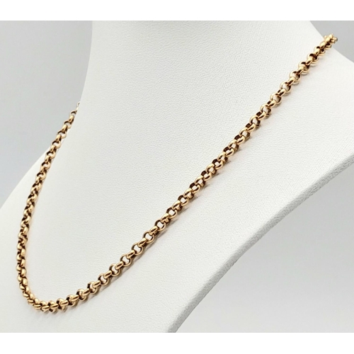 38 - A 9K Yellow Gold Classic Belcher Chain. 40cm. 14g.