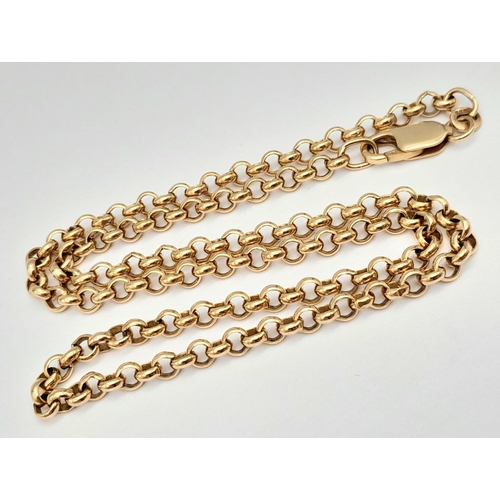 38 - A 9K Yellow Gold Classic Belcher Chain. 40cm. 14g.