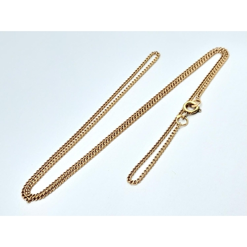 43 - A 9K Yellow Gold Petit Curb Link Necklace. 42cm. 2.8g