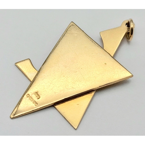 50 - An Abstract Star of David Pendant with Menorah Decoration. 4.5cm. 5.8g