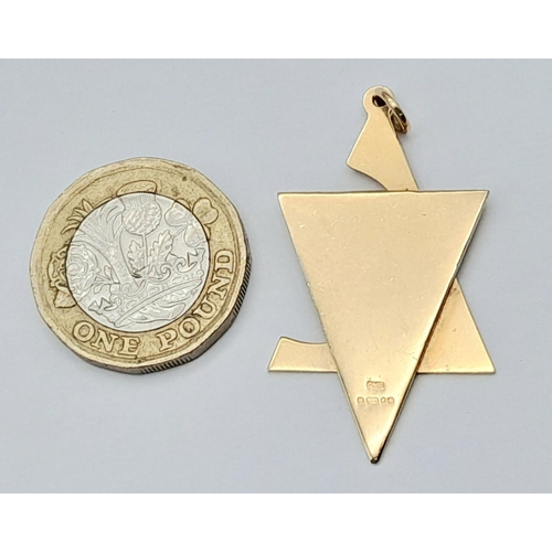 50 - An Abstract Star of David Pendant with Menorah Decoration. 4.5cm. 5.8g