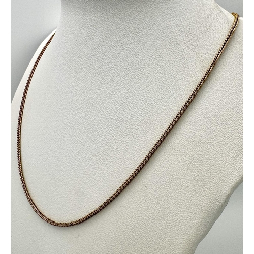 59 - A Vintage 9K Yellow Gold Foxtail Link Necklace. A couple of kinks so a/f. 50cm. 6.4g