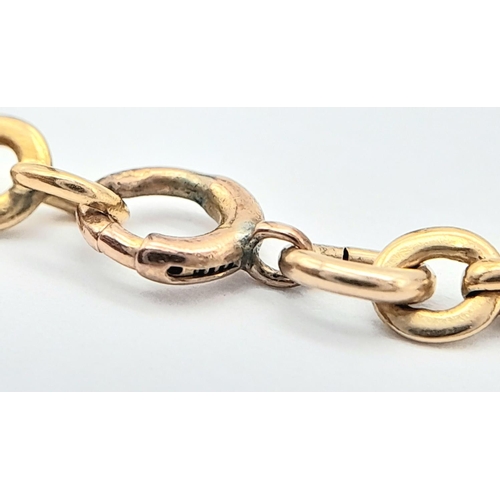 71 - A Vintage 9K Yellow Gold Circle Link Bracelet. 20cm. 5.3g.