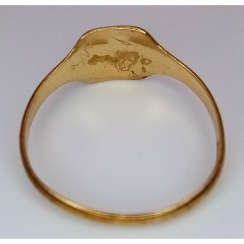 739 - A Vintage 9K Rose Gold Signet Ring. Size Q. 1.5g