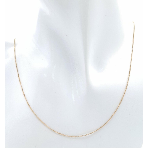 746 - A 9K Yellow Gold Disappearing Necklace. 54cm. 1.9g