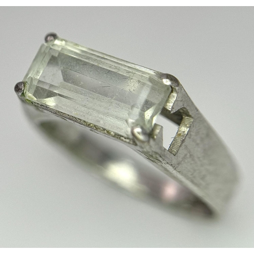 753 - A Vintage 9k White Gold Topaz Ring. Size M. 2.7g total weight.