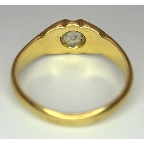 92 - An 18K Yellow Gold 0.85ct Diamond Solitaire Ring. Brilliant round cut. Size U. 6.25g total weight.