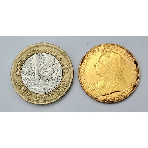 99 - An 1899 Queen Victoria 22K Gold Full Sovereign.