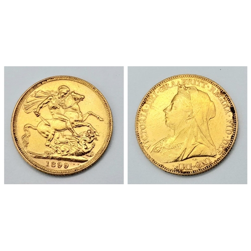 99 - An 1899 Queen Victoria 22K Gold Full Sovereign.