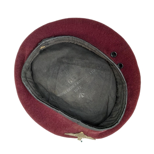 212 - WW2 1942 Dated British Parachute Regiment Beret. Made by the British Beret Basque Company. It also h... 