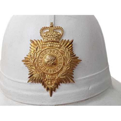 243 - Royal Marines Band Other Ranks Wolseley Pith Helmet with Badge of Queen Elizabeth II (1952-2022).