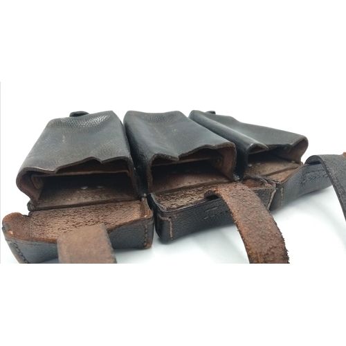 311 - A Leather Three Magazine WW2 German Ammunition Pouch Dated 1939. Very Good Condition from the Deceas... 